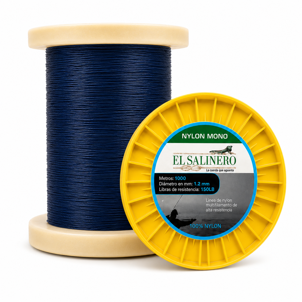 Hilo Nylon Azul 1.2 mm, 1000 Metros y 150 LB